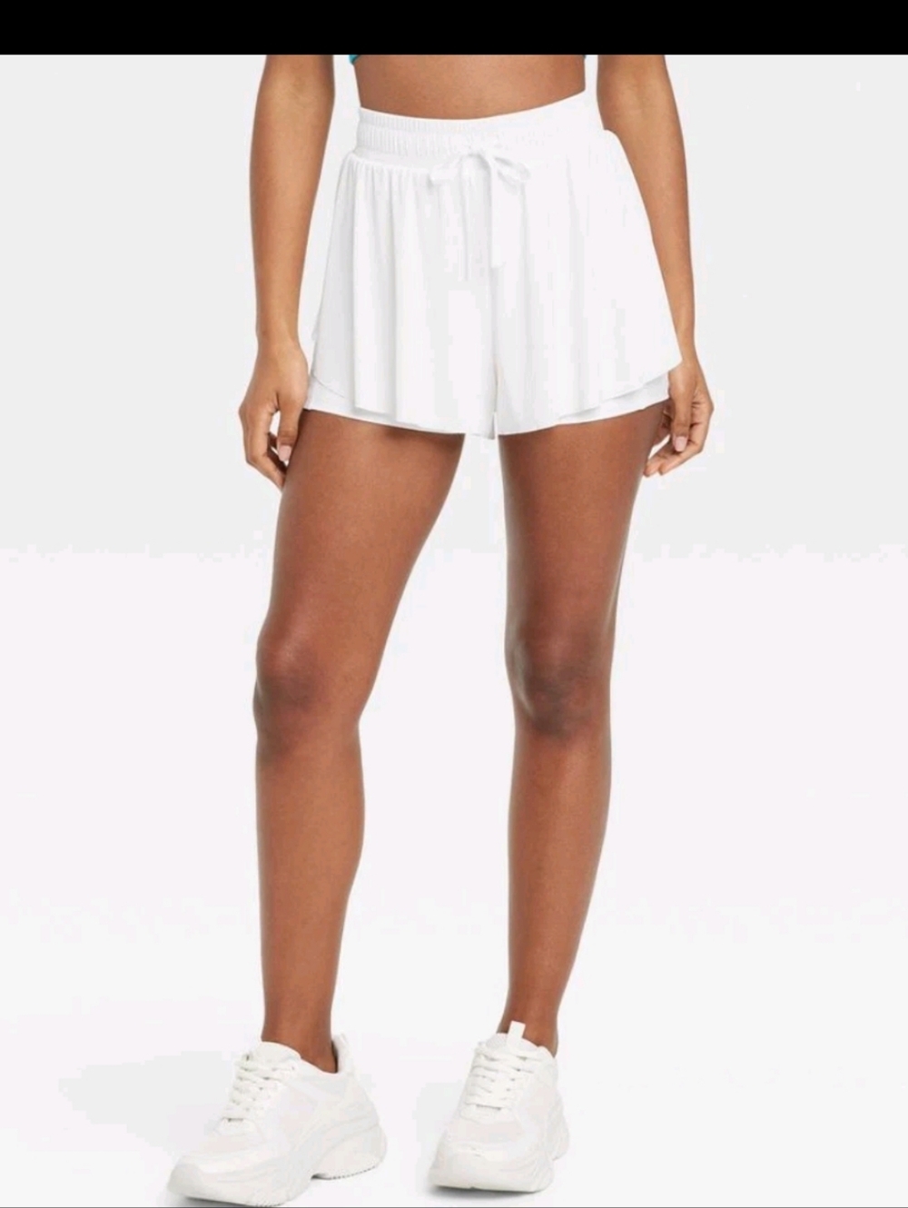 Joy Lab Women's High Rise Double Layer Run Shorts White Large Running Gym NEW - Picture 2 of 15